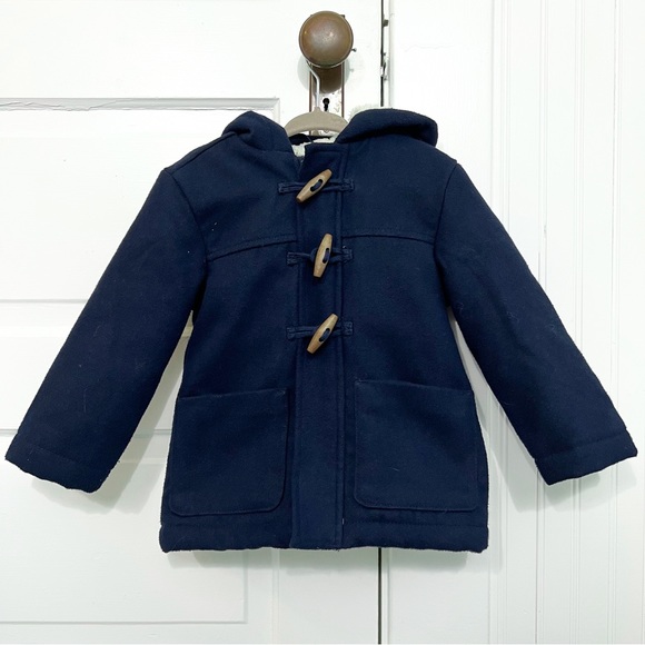 Fleece-lined navy wool peacoat - Picture 1 of 9